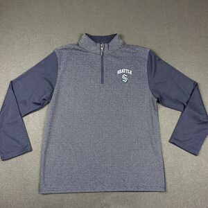 NHL Seattle Kraken Sweater Mens Large Blue Logo 1/4 Zip Pullover Hockey Official